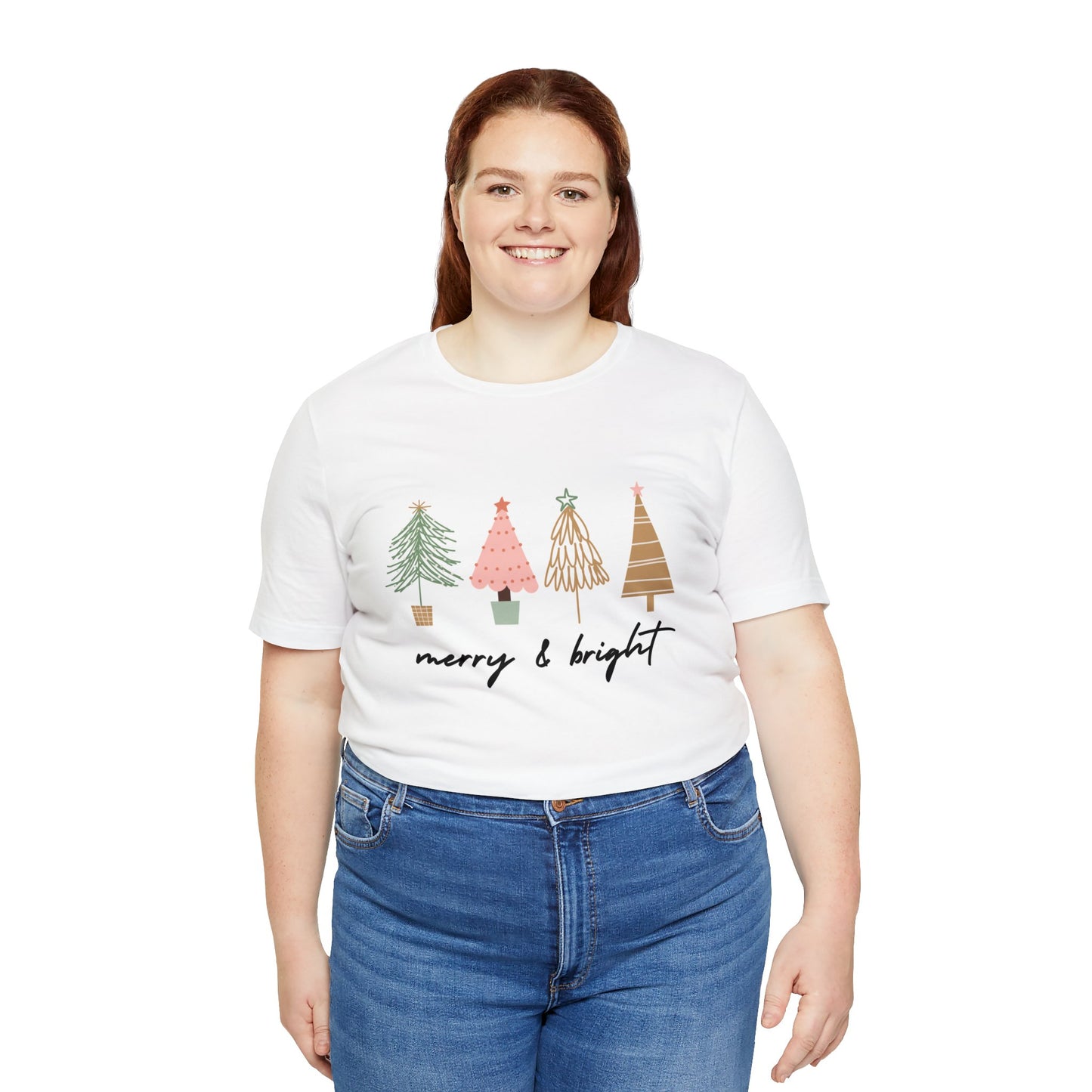 Fun Holiday Trees Merry & Bright Unisex Jersey Short Sleeve Tee
